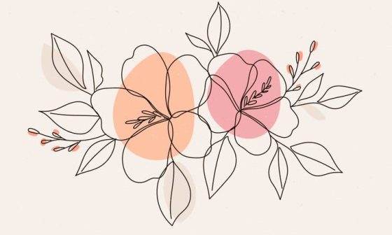 A colorful illustration of pink and orange flowers