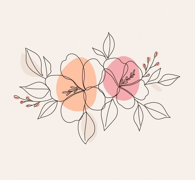 A colorful illustration of pink and orange flowers