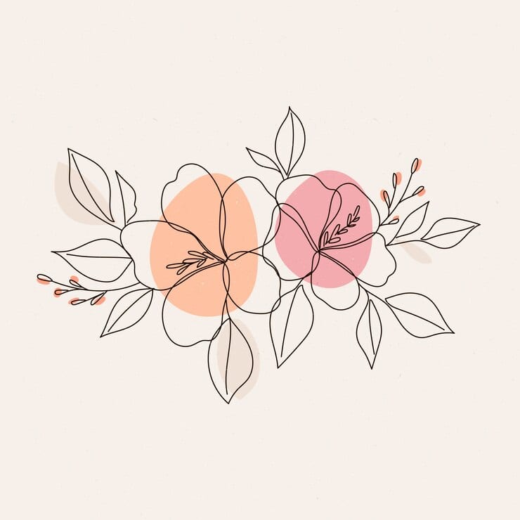 A colorful illustration of pink and orange flowers