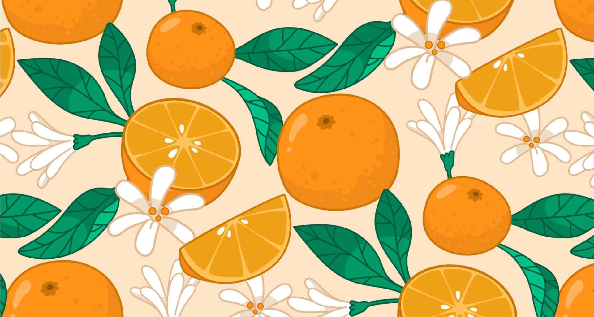 Sketch-style design of oranges in a fruit pattern