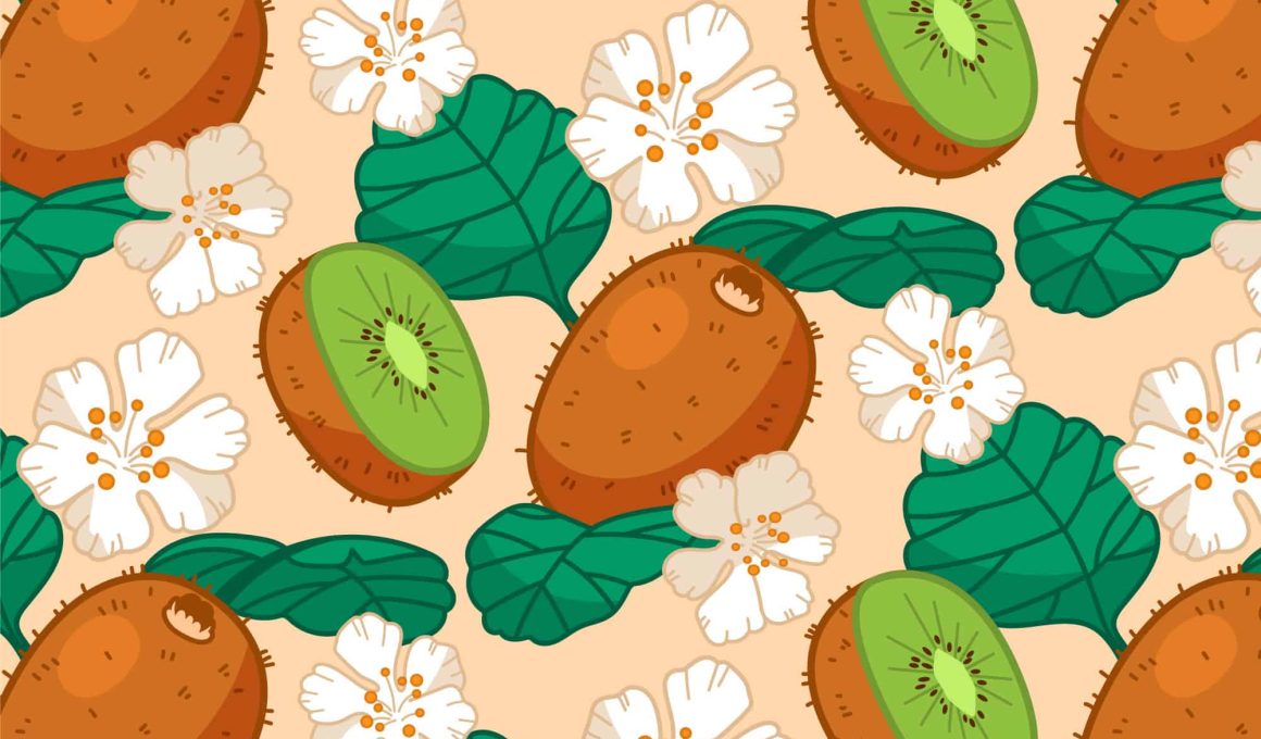 Illustrated kiwi fruit pattern with a hand-drawn touch