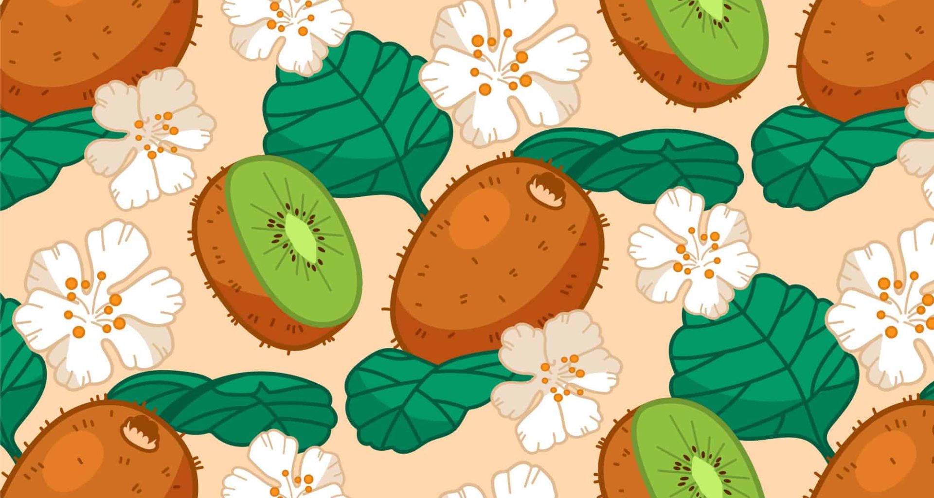 Illustrated kiwi fruit pattern with a hand-drawn touch