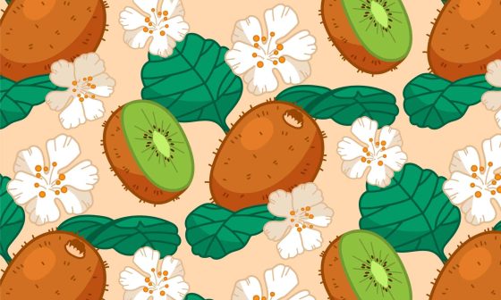 Illustrated kiwi fruit pattern with a hand-drawn touch