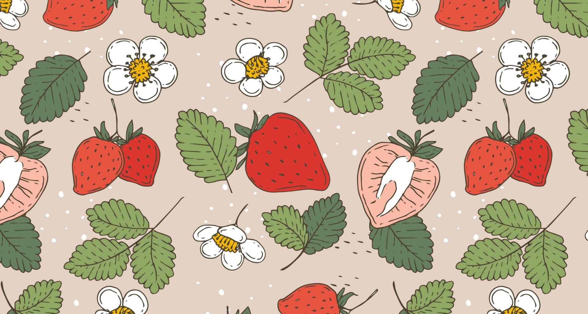 Minimalist fruit and flower pattern illustration in flat design