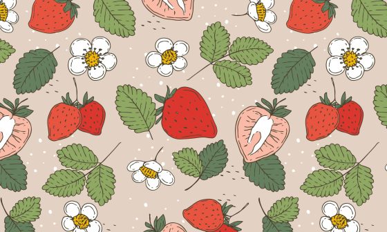 Minimalist fruit and flower pattern illustration in flat design