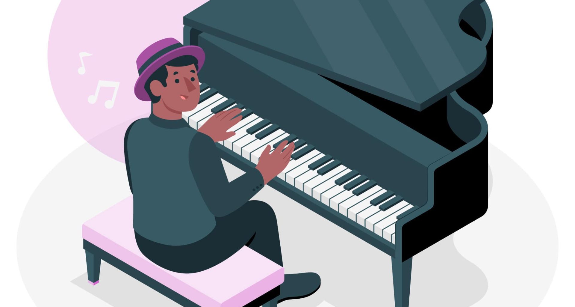 Illustration of a jazz piano concept featuring a grand piano