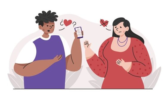 A pair of people enthusiastically holding a phone featuring heart graphics, responding to hinge together we could prompt