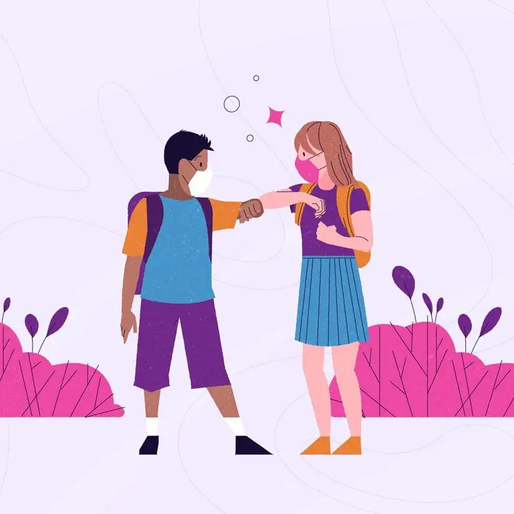 Illustration of a girl checking out a boy in attraction