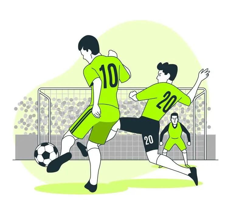 An illustration of two talented soccer players on the field playing for the worldcup