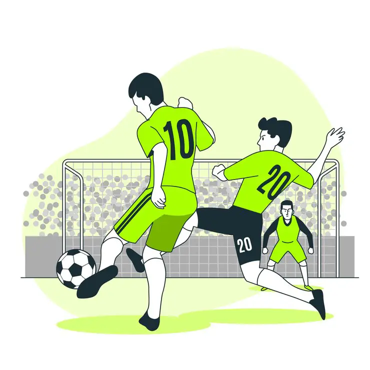 An illustration of two talented soccer players on the field playing for the worldcup