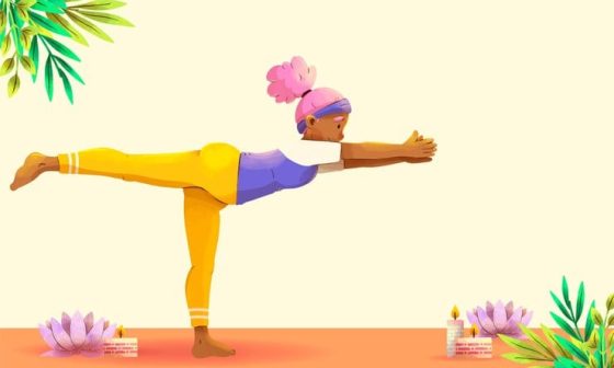 A serene illustration of a woman practicing yoga, showcasing balance and tranquility in a peaceful setting